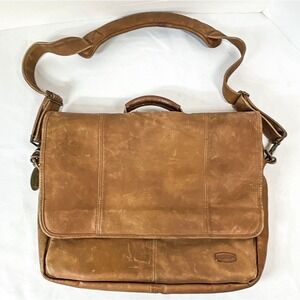 Dilana Leather Messenger Bag Laptop 16" long X 12" tall made in Columbia